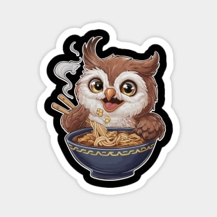 Owl eating ramen - ramen life Magnet