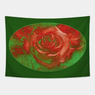 romantic red roses and green glitter pattern for flowers lovers Tapestry