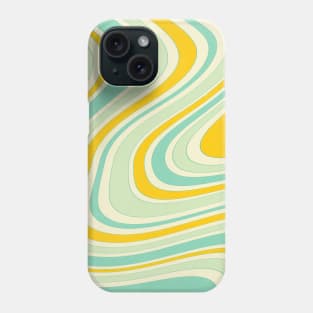 Retro Abstract 70s Wavy Swirl Blue Yellow Phone Case