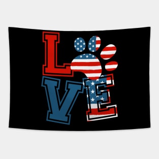 Paws Lover Usa Flag Tapestry
