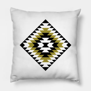 Aztec Symbol Diamond Black White Gold Pillow