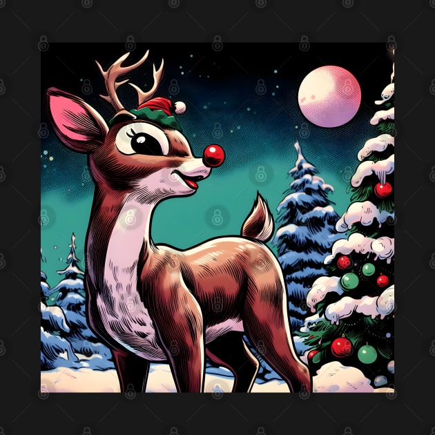 Illuminate the Holidays: Whimsical Rudolph the Red-Nosed Reindeer Art for Festive Christmas Prints and Joyful Decor! by insaneLEDP