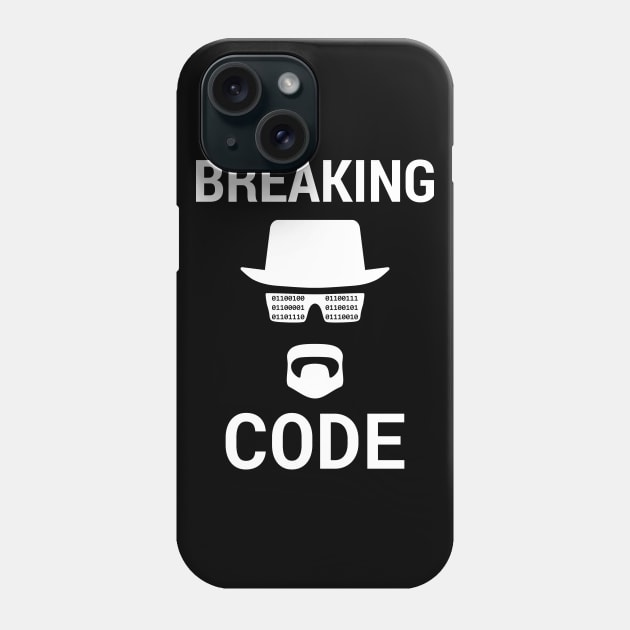 Breaking Code - White Design for Computer Security Hackers Phone Case by geeksta