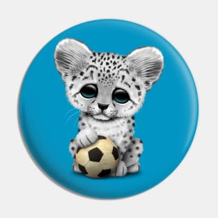 Snow leopard Cub With Football Soccer Ball Pin