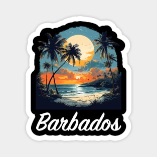 Barbados Sunset (with White Lettering) Magnet