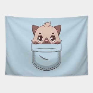 Kawaii kitten in pocket design Tapestry