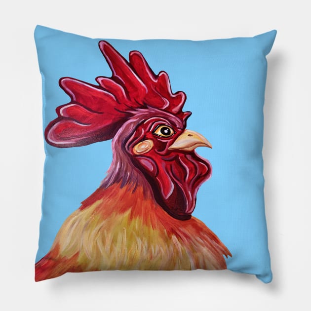 Proud Rooster Portrait Pillow by Art by Deborah Camp