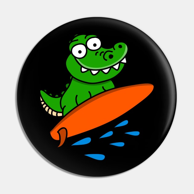 Surfing Crocodile Pin by Dominic Becker