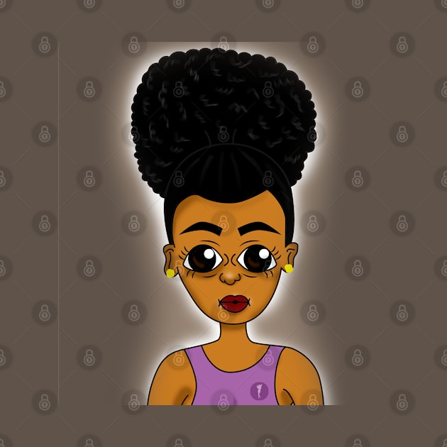 Cute black girl digital art by Spinkly Creations 