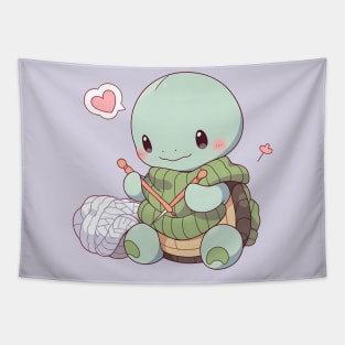 Cozy Creations: Adorable Kawaii Turtle Knits with Love Tapestry