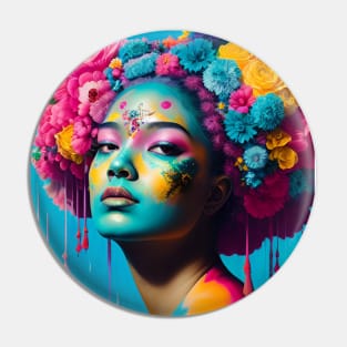 Black Woman With Flowers Pin