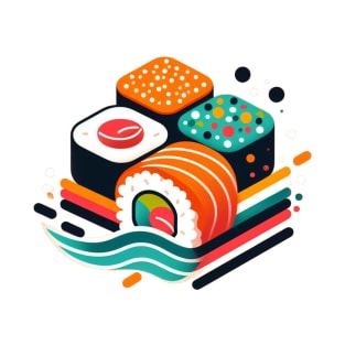 Colorful Abstract Sushi Art - Modern Japanese Cuisine T-Shirt