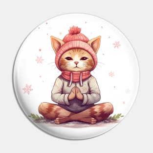 Yoga Meditation Christmas Cat I OM Pin