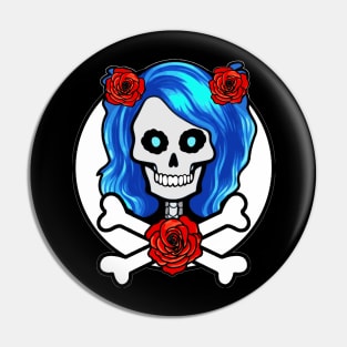 Girl Skull and Crossbones Pin