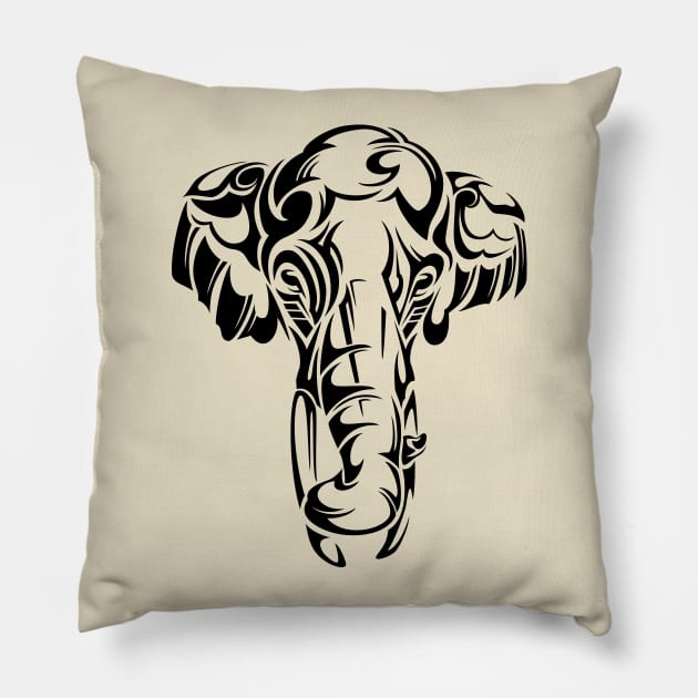 Tribal Elephant Pillow by TurkeysDesign