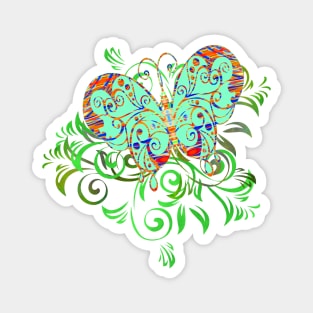 Decorative Green Butterfly Silhouette Art Magnet