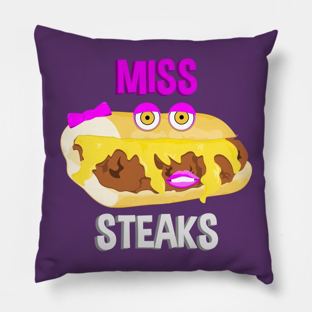 Miss Steaks Pillow by DansLogoShop