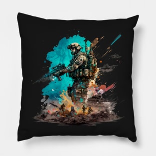 Soldier watercolor print Pillow