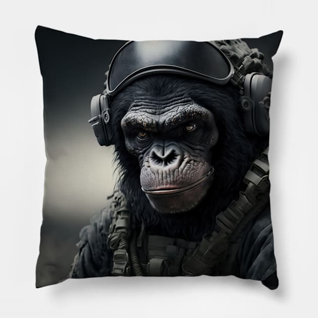 Navy seal Chimp Pillow by obstinator