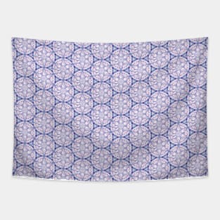 Blue and White Circles Pattern Tapestry