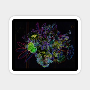 Black Panther Art - Flower Bouquet with Glowing Edges 16 Magnet