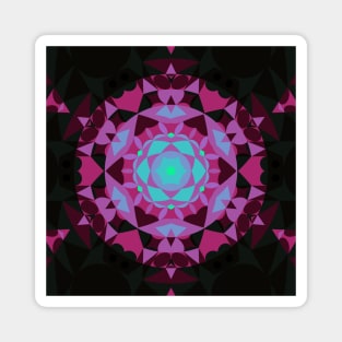 Retro Mandala Flower Blue Purple and Black Magnet