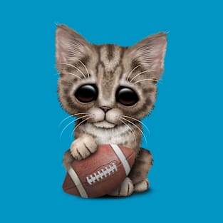 Cute Kitten Playing With Football T-Shirt