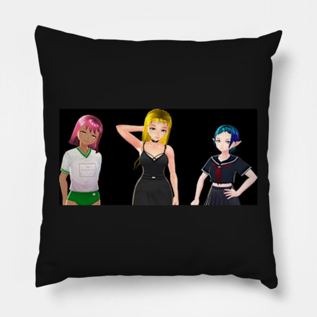 Anime Girl Lineup Pillow by kimochiidango