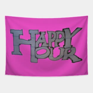 Happy Hour Y2K Cable TV Variety Show Logo Tapestry