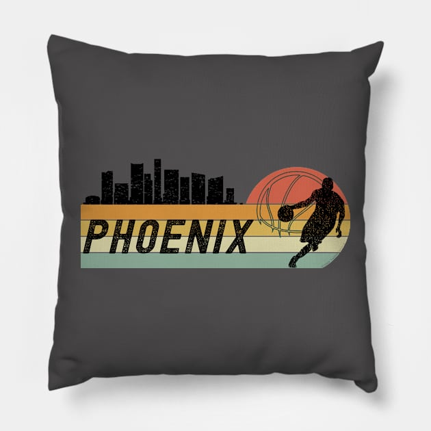 Basketball Fans Phoenix AZ Cityscape Pillow by Dibble Dabble Designs