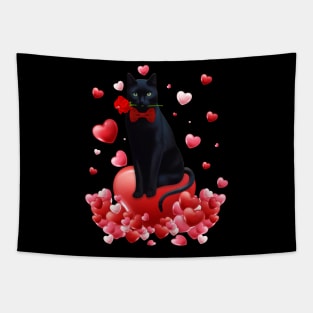 Cute Cat Valentine Hearts Happy Valentine's Day Men Women Tapestry