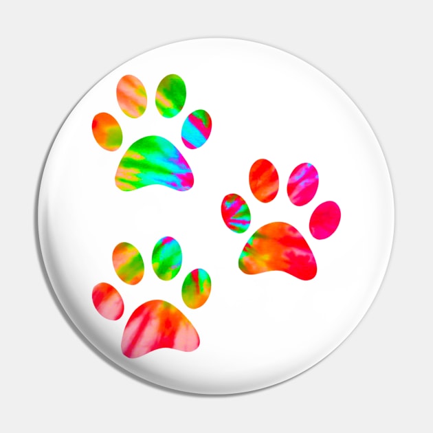 Tie Dye Paws Print Pin by lolosenese