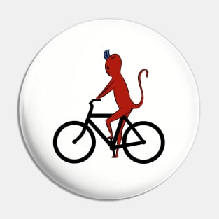 Illustration of a cute demon on the bike Pin