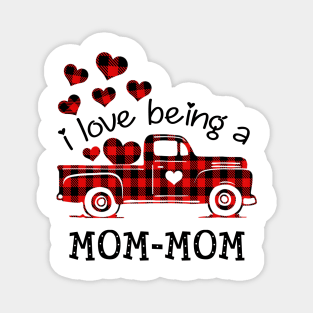 I Love Being Mom-Mom Red Plaid Buffalo Truck Hearts Valentine's Day Shirt Magnet