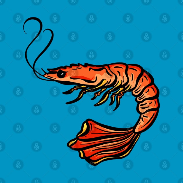 Big Red Shrimp Tail cartoon illustration by Squeeb Creative