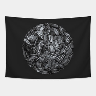 Sunflower Seeds Black and White Photo Circle Tapestry