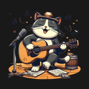 funny cat playing guitar - cat lover funny gifts for cat lover T-Shirt