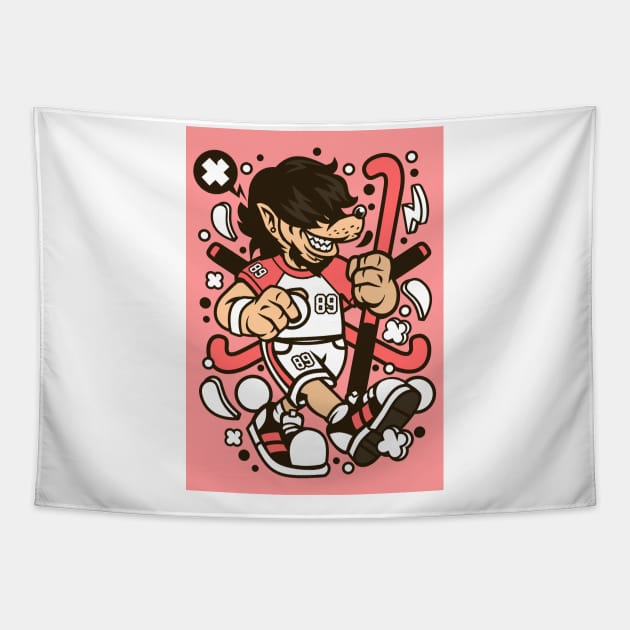 Design 70 Wolf Field Hockey Tapestry by Hudkins