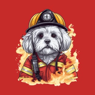 Firefighter Companion: Maltese on Duty T-Shirt