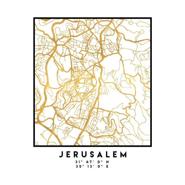 JERUSALEM ISRAEL PALESTINE CITY STREET MAP ART by deificusArt