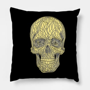 Yellow skull with black lines Pillow