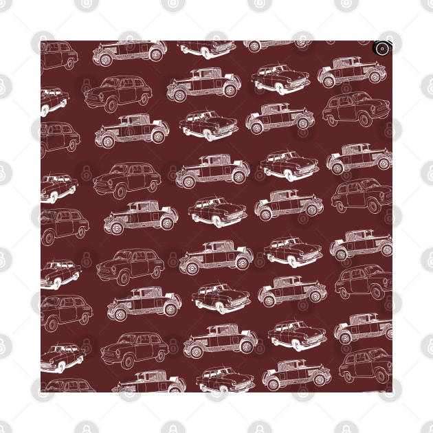Old Cars Collection Dark Red Background by DesignMore21