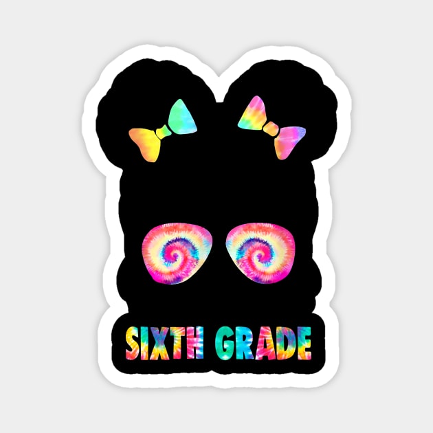 Little Miss Sixth Grade Messy Bun Girl Back To School Magnet by Gearlds Leonia