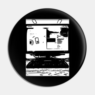 Computer black and white design Pin
