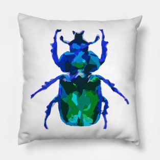 Deep blue Tropical Beetle Pillow