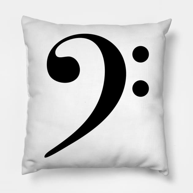 Bass Clef Black Pillow by LittleBean