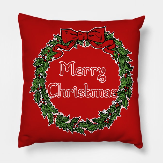 Vintage Christmas Wreath Pillow by Scar