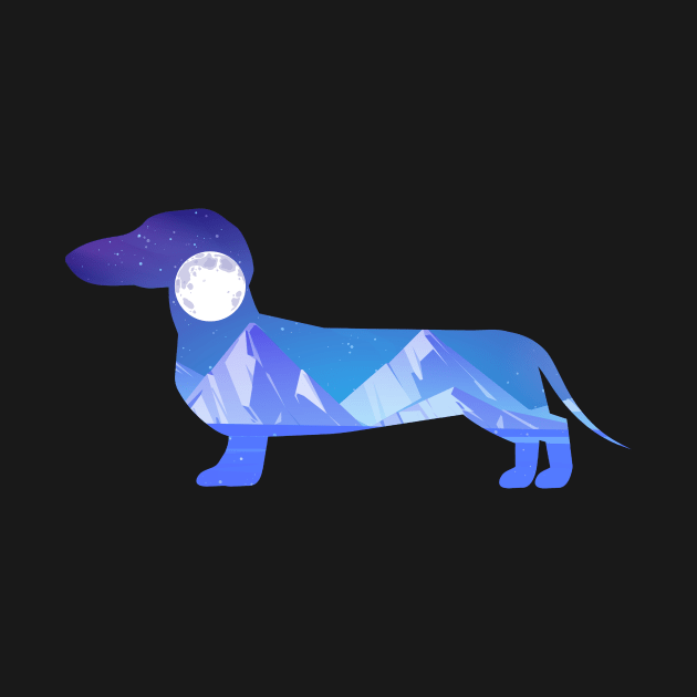 dachshund Dog Silhouette Moon Nature Gift by T-shirt verkaufen