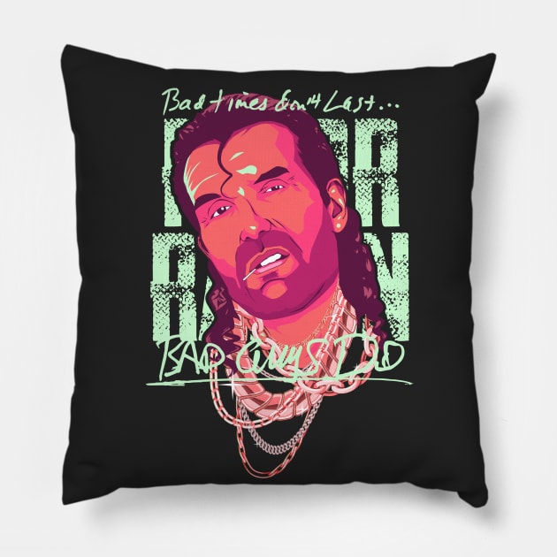 Razor Ramon Vintage Bad Guy Pillow by portraiteam