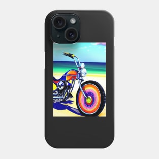 BEAUTIFUL SURREAL RETRO MOTORCYCLE ON THE BEACH Phone Case